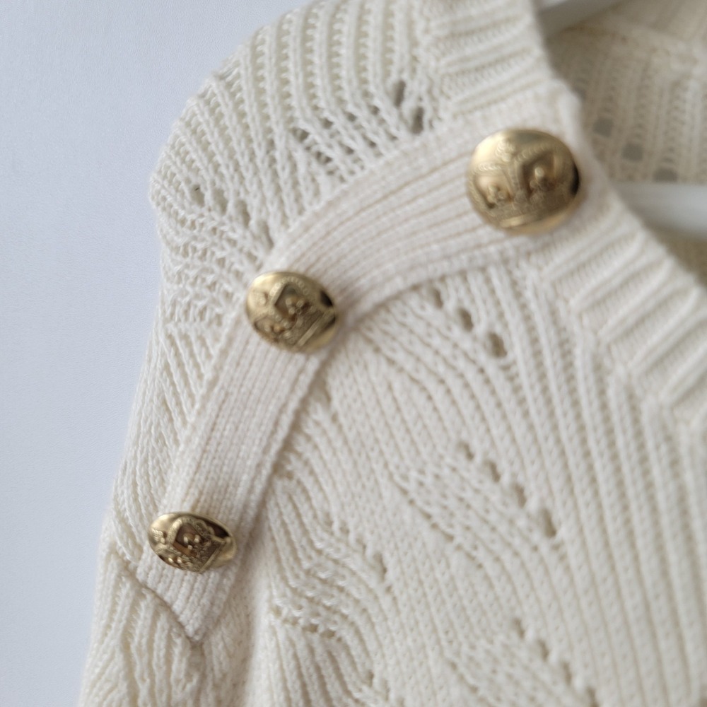 Talbots women's timeless Stripe Sweater size 2X Crew neck decorative buttons - Picture 6 of 8